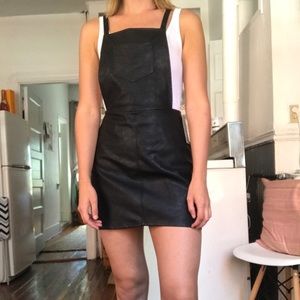 Black pleather overall jumper/skirt